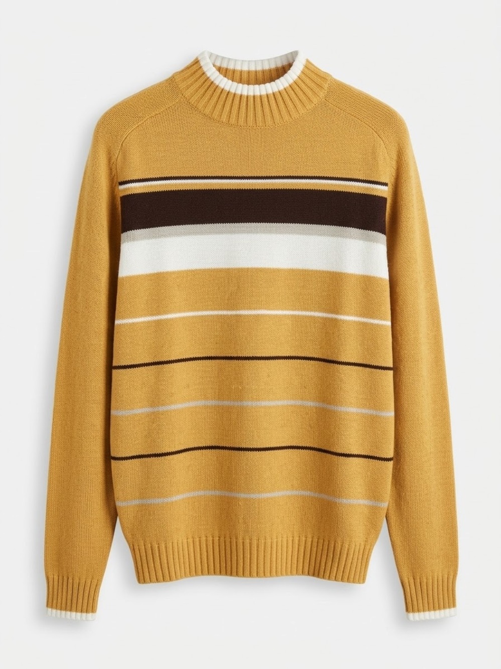 Men's Mustard Stripe Crewneck Sweater